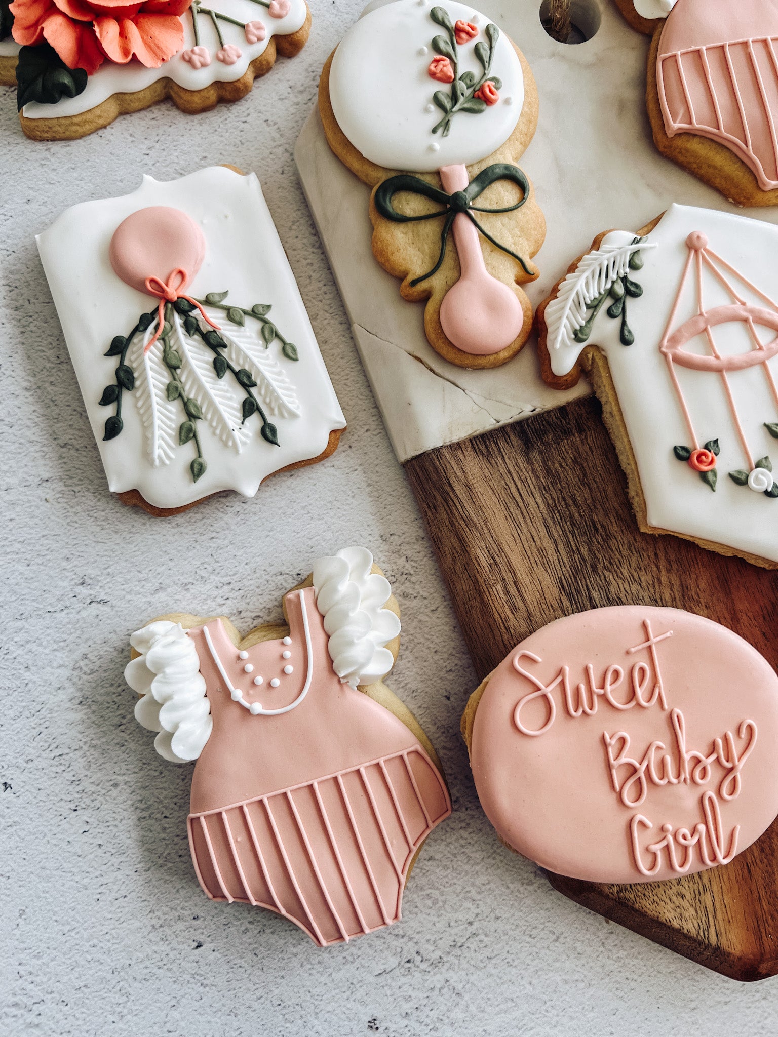 Sweet Baby Girl Baby Shower Cookies Sticks and Scones Cakes