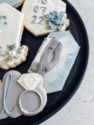 Dusty Blue Wedding Cookies