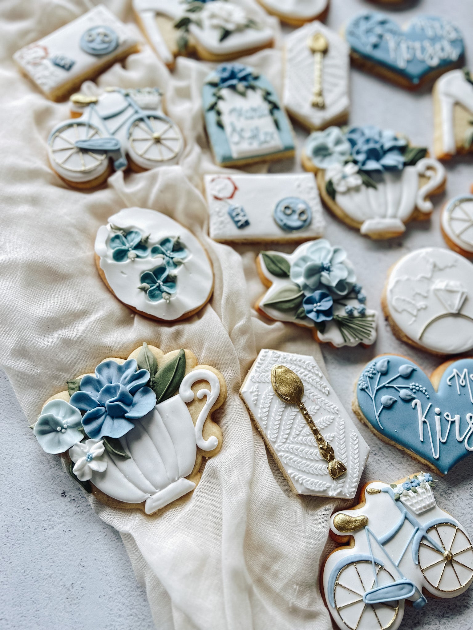 Blue Tea Party Bridal Shower Cookies Sticks and Scones Cakes