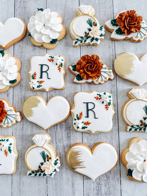 Gold & Rust Floral Engagement/Wedding Cookies