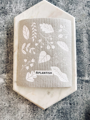 Plantish Swedish Sponge Cloth | White Leaves