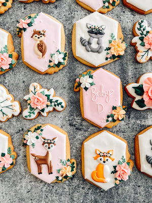 Floral Woodland Baby Shower Cookies