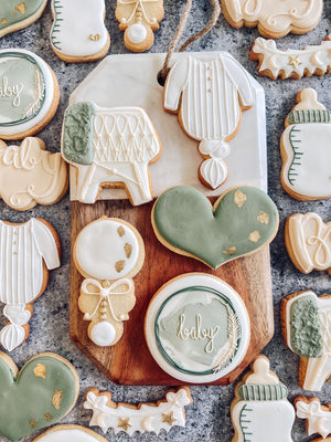 Sage and Gold | Baby Shower Cookies