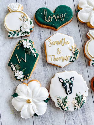 Green Jewel Tone Wedding Cookies