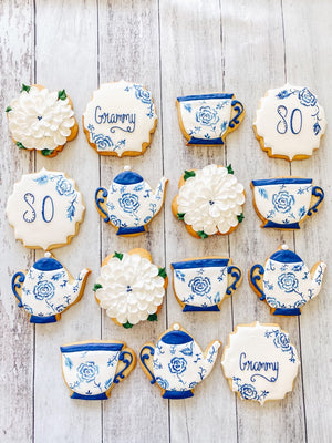 Floral Blue Tea Party | Birthday Cookies (Any Age!)